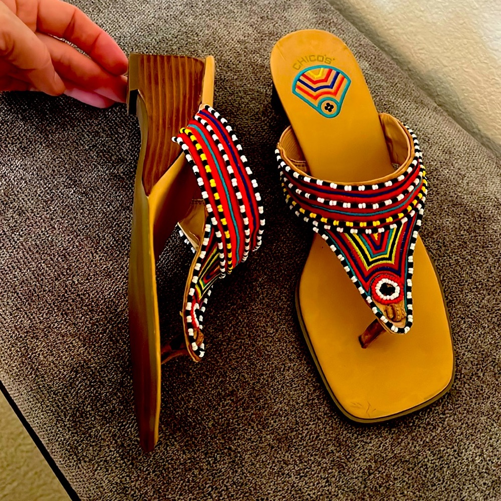 Chico’s Boho style beaded heals size 6M
